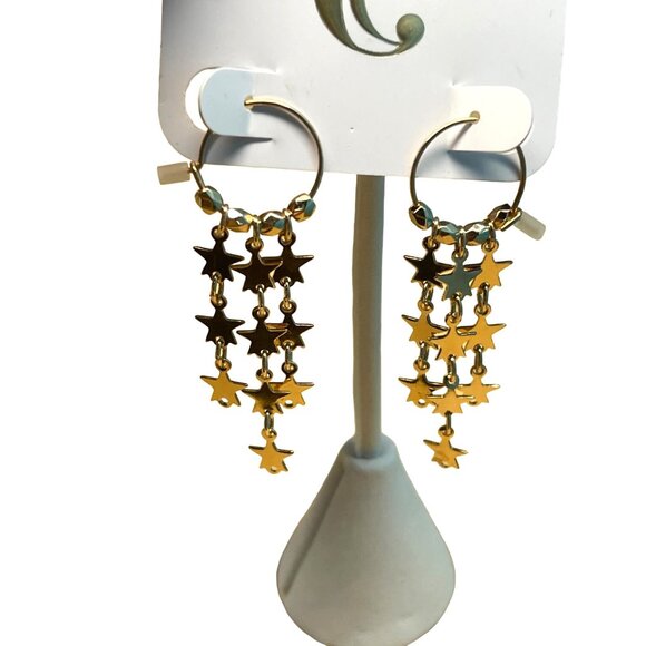 Charming Charlie Star Dangle Earrings Gold Tone Hypoallergenic Fashion Jewelry F - Picture 2 of 8